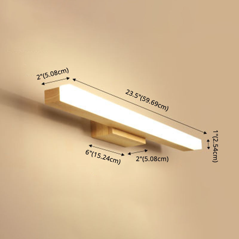 Rectangular Wall Lamp Vanity Scandinavian Minimalist Style Wood Single Vanity Lamp