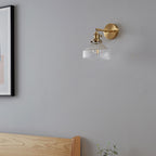 Industrial Wall Lamp Pressed Ribbed Glass Wall Lamp Sconces in Golden Finish for Bedroom