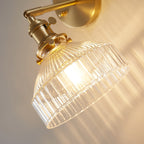 Industrial Wall Lamp Pressed Ribbed Glass Wall Lamp Sconces in Golden Finish for Bedroom