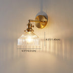 Industrial Wall Lamp Pressed Ribbed Glass Wall Lamp Sconces in Golden Finish for Bedroom