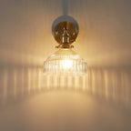 Industrial Wall Lamp Pressed Ribbed Glass Wall Lamp Sconces in Golden Finish for Bedroom