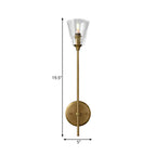 Black/Messing-Finish Pencil Arm Wall Lamp Vintage Metal 1/2 Bulbs Wall Lamp with Clear Conical Glass Shade
