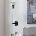 Black/Messing-Finish Pencil Arm Wall Lamp Vintage Metal 1/2 Bulbs Wall Lamp with Clear Conical Glass Shade