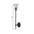 Black/Messing-Finish Pencil Arm Wall Lamp Vintage Metal 1/2 Bulbs Wall Lamp with Clear Conical Glass Shade