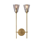 Black/Messing-Finish Pencil Arm Wall Lamp Vintage Metal 1/2 Bulbs Wall Lamp with Clear Conical Glass Shade