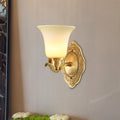 Traditional clock screen wall lamp 1/2-light matte glass wall lamp with gold metal arm