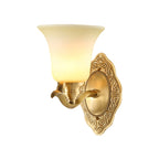 Traditional clock screen wall lamp 1/2-light matte glass wall lamp with gold metal arm