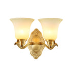 Traditional clock screen wall lamp 1/2-light matte glass wall lamp with gold metal arm