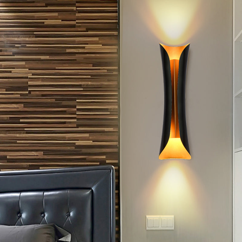 Modern Curl Wall Lamp 13"/21"/30" Height 2 Lights Metallic Indoor Lighting in Black