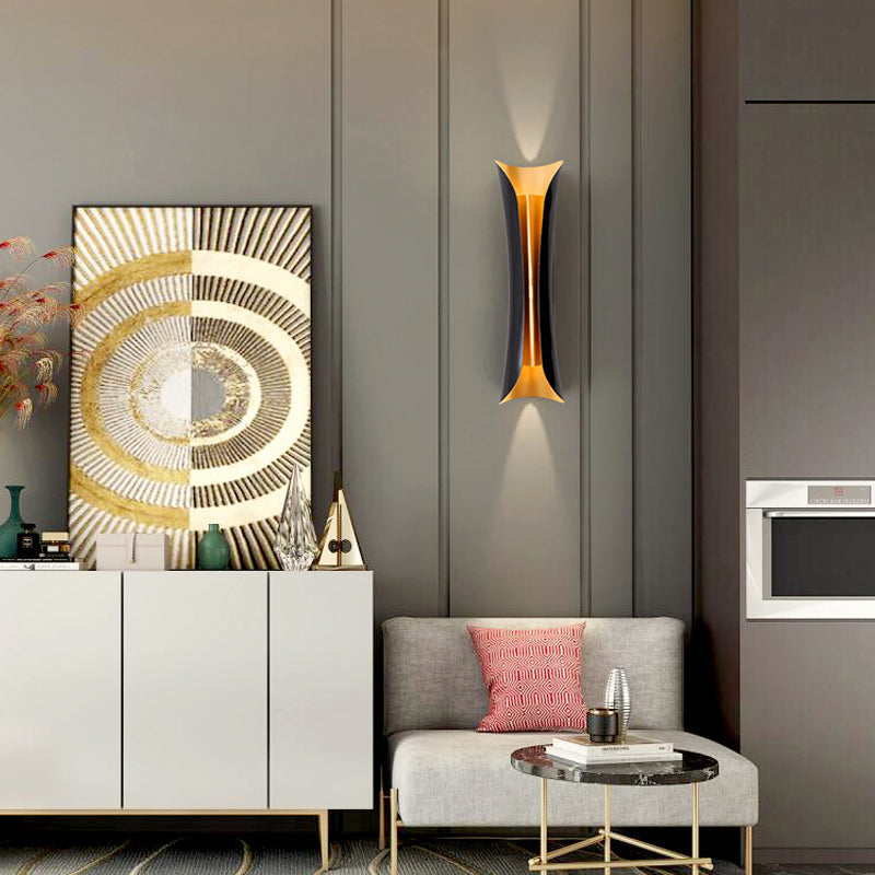 Modern Curl Wall Lamp 13"/21"/30" Height 2 Lights Metallic Indoor Lighting in Black