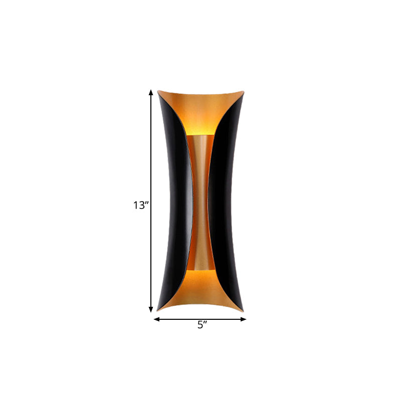 Modern Curl Wall Lamp 13"/21"/30" Height 2 Lights Metallic Indoor Lighting in Black