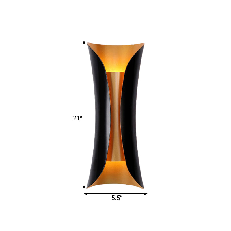 Modern Curl Wall Lamp 13"/21"/30" Height 2 Lights Metallic Indoor Lighting in Black
