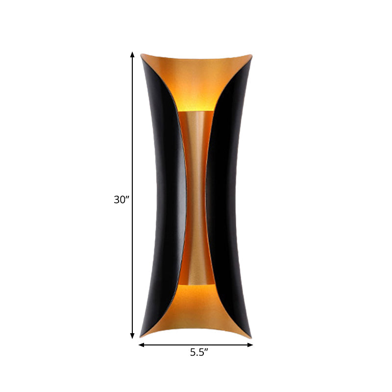 Modern Curl Wall Lamp 13"/21"/30" Height 2 Lights Metallic Indoor Lighting in Black