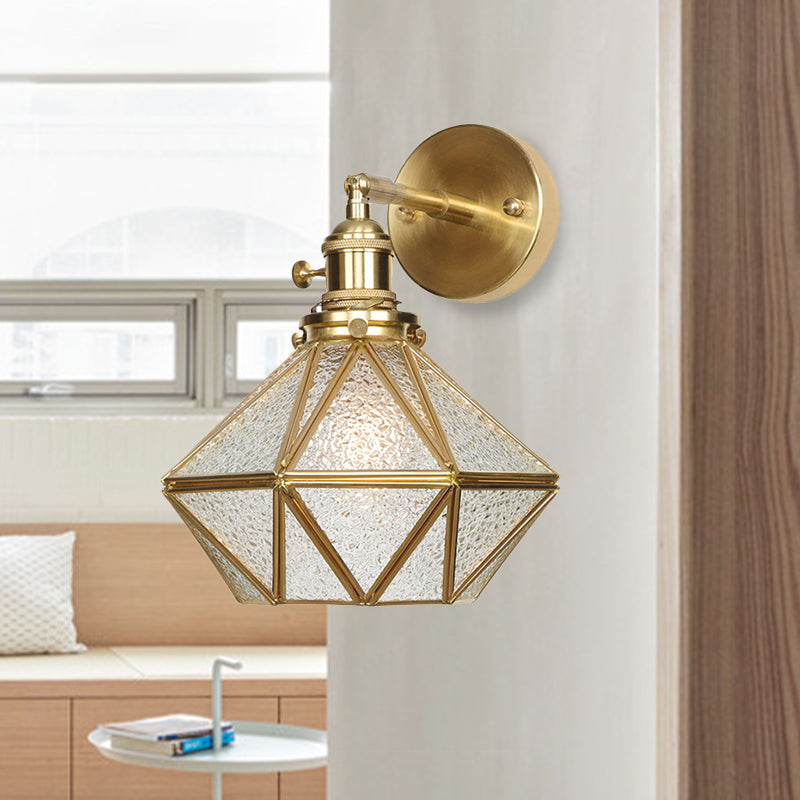 Geometric/Globe/Pentagram Wall Lamp Contemporary Prismatic Glass 1 Lamp Brass Wall-mounted Lighting Fixture