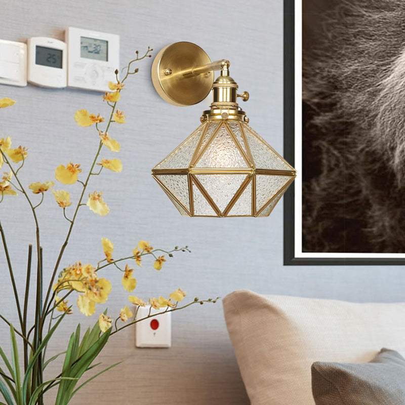 Geometric/Globe/Pentagram Wall Lamp Contemporary Prismatic Glass 1 Lamp Brass Wall-mounted Lighting Fixture