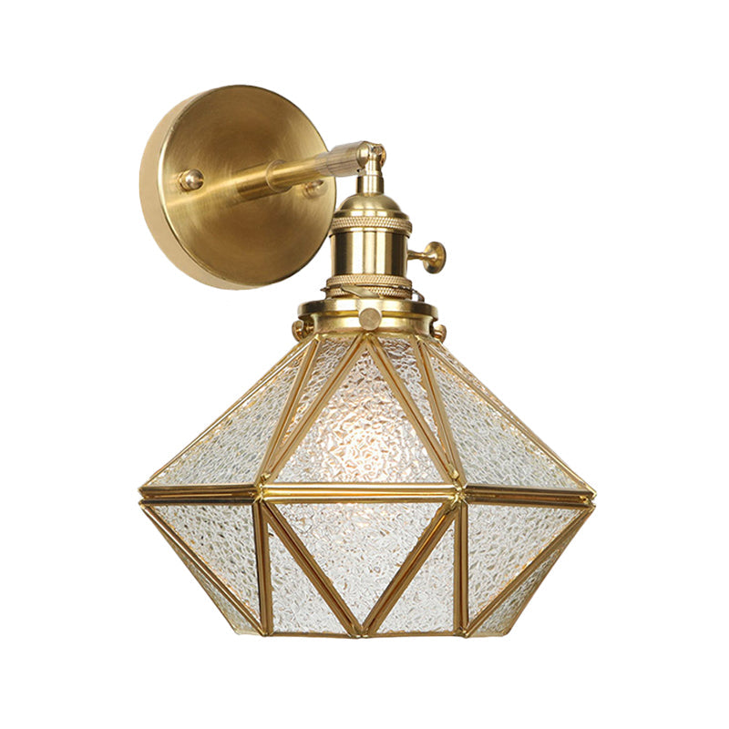 Geometric/Globe/Pentagram Wall Lamp Contemporary Prismatic Glass 1 Lamp Brass Wall-mounted Lighting Fixture