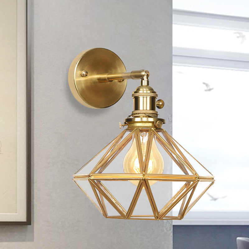 Geometric/Globe/Pentagram Wall Lamp Contemporary Prismatic Glass 1 Lamp Brass Wall-mounted Lighting Fixture