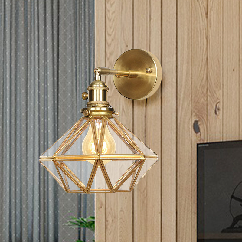 Geometric/Globe/Pentagram Wall Lamp Contemporary Prismatic Glass 1 Lamp Brass Wall-mounted Lighting Fixture