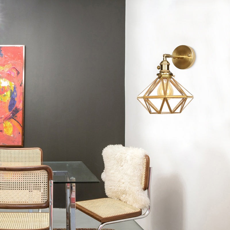 Geometric/Globe/Pentagram Wall Lamp Contemporary Prismatic Glass 1 Lamp Brass Wall-mounted Lighting Fixture