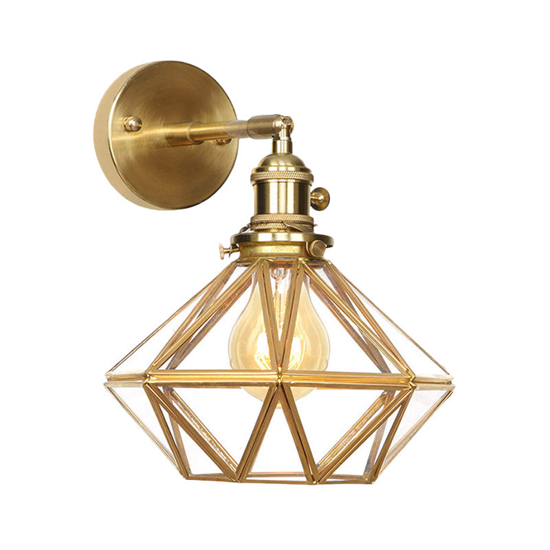 Geometric/Globe/Pentagram Wall Lamp Contemporary Prismatic Glass 1 Lamp Brass Wall-mounted Lighting Fixture