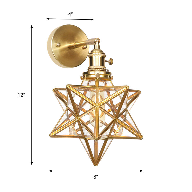 Geometric/Globe/Pentagram Wall Lamp Contemporary Prismatic Glass 1 Lamp Brass Wall-mounted Lighting Fixture