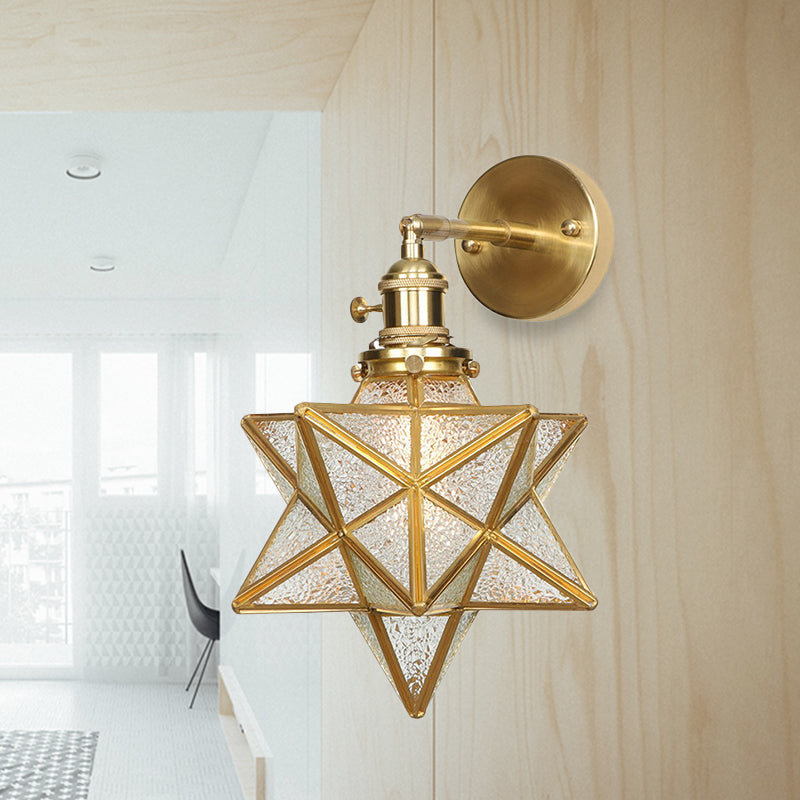 Geometric/Globe/Pentagram Wall Lamp Contemporary Prismatic Glass 1 Lamp Brass Wall-mounted Lighting Fixture