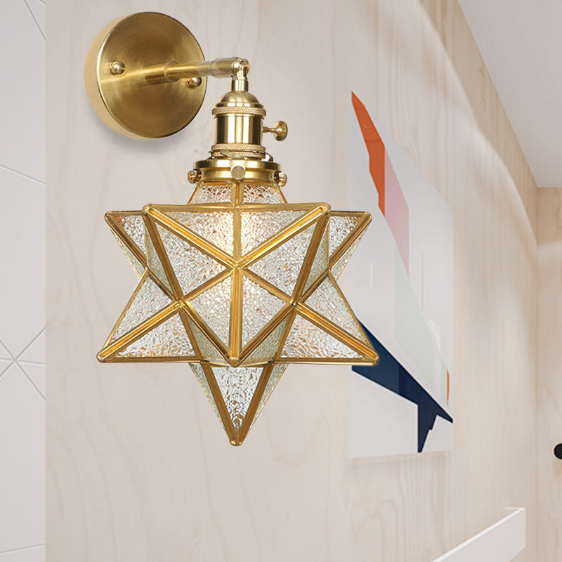 Geometric/Globe/Pentagram Wall Lamp Contemporary Prismatic Glass 1 Lamp Brass Wall-mounted Lighting Fixture