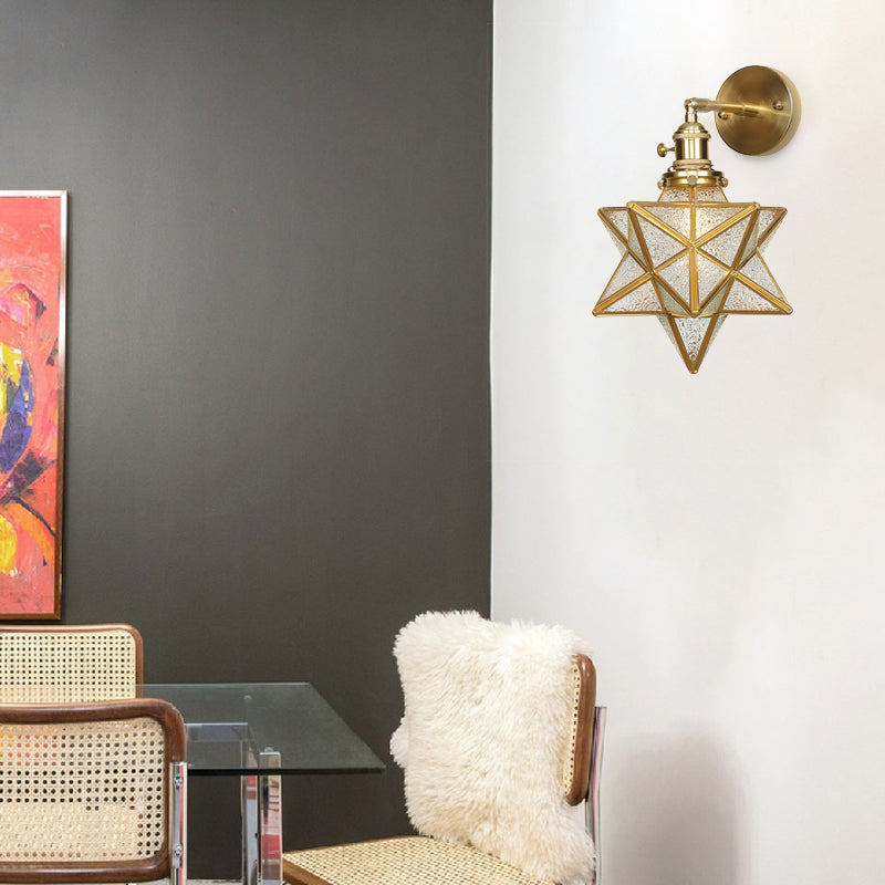 Geometric/Globe/Pentagram Wall Lamp Contemporary Prismatic Glass 1 Lamp Brass Wall-mounted Lighting Fixture