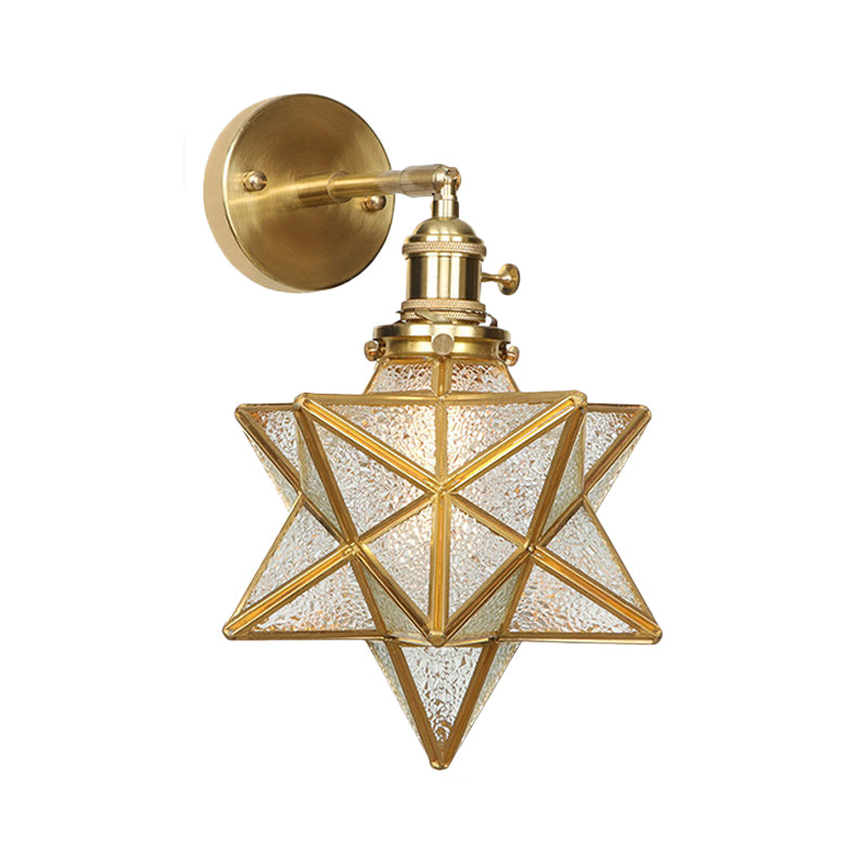 Geometric/Globe/Pentagram Wall Lamp Contemporary Prismatic Glass 1 Lamp Brass Wall-mounted Lighting Fixture