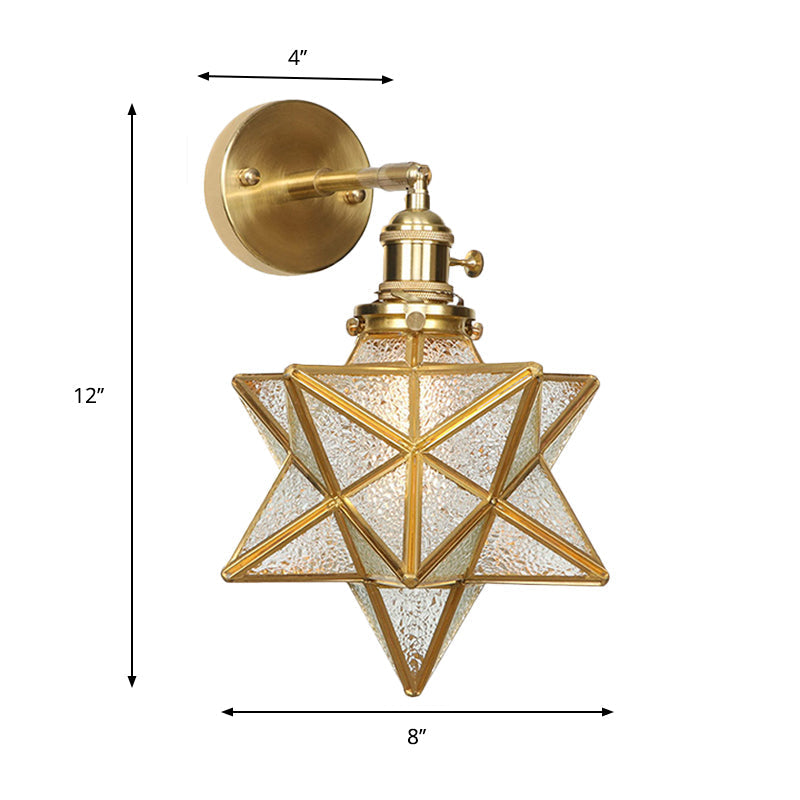 Geometric/Globe/Pentagram Wall Lamp Contemporary Prismatic Glass 1 Lamp Brass Wall-mounted Lighting Fixture