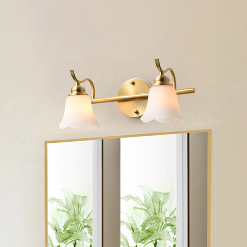 Flowers Bathroom Wall Sink Lighting Traditionalist Metal 2/3 Lamps LED Brass Wall Lighting