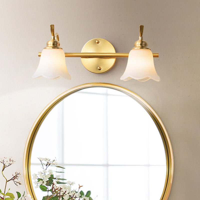 Flowers Bathroom Wall Sink Lighting Traditionalist Metal 2/3 Lamps LED Brass Wall Lighting