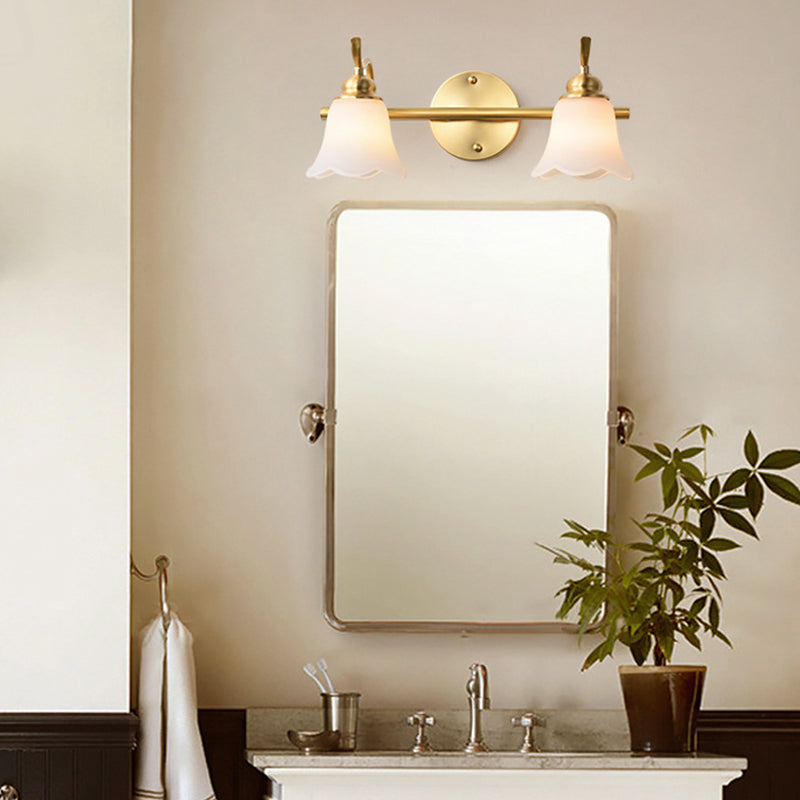Flowers Bathroom Wall Sink Lighting Traditionalist Metal 2/3 Lamps LED Brass Wall Lighting