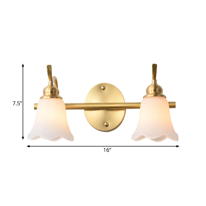 Flowers Bathroom Wall Sink Lighting Traditionalist Metal 2/3 Lamps LED Brass Wall Lighting