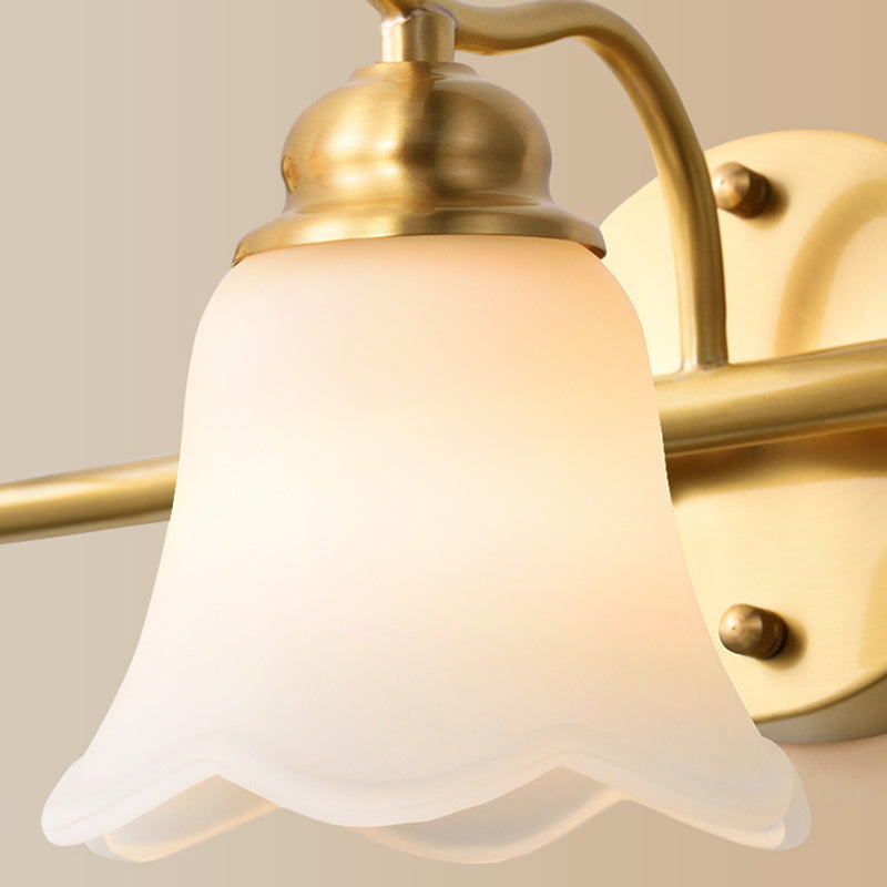 Flowers Bathroom Wall Sink Lighting Traditionalist Metal 2/3 Lamps LED Brass Wall Lighting