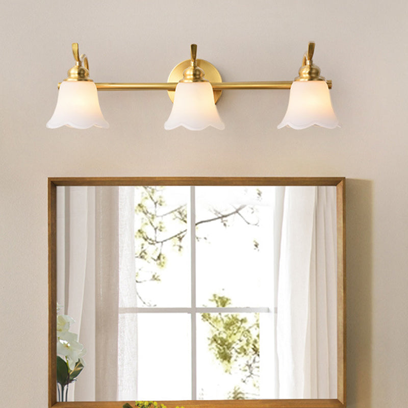 Flowers Bathroom Wall Sink Lighting Traditionalist Metal 2/3 Lamps LED Brass Wall Lighting