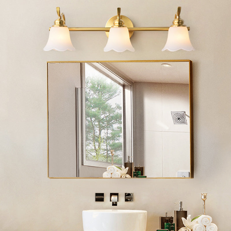 Flowers Bathroom Wall Sink Lighting Traditionalist Metal 2/3 Lamps LED Brass Wall Lighting