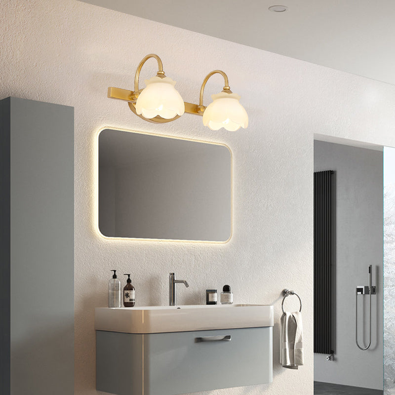 Blossom Bathroom Vanity Mirror Light Traditional Metal LED 2/3/4 Heads Brass Wall Lamp
