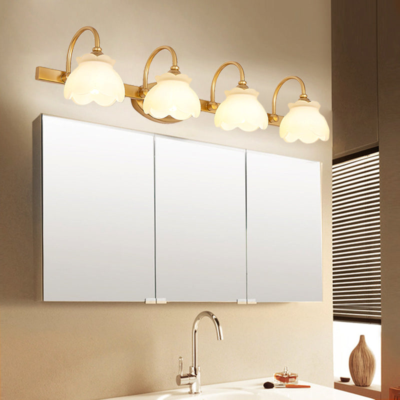 Blossom Bathroom Vanity Mirror Light Traditional Metal LED 2/3/4 Heads Brass Wall Lamp