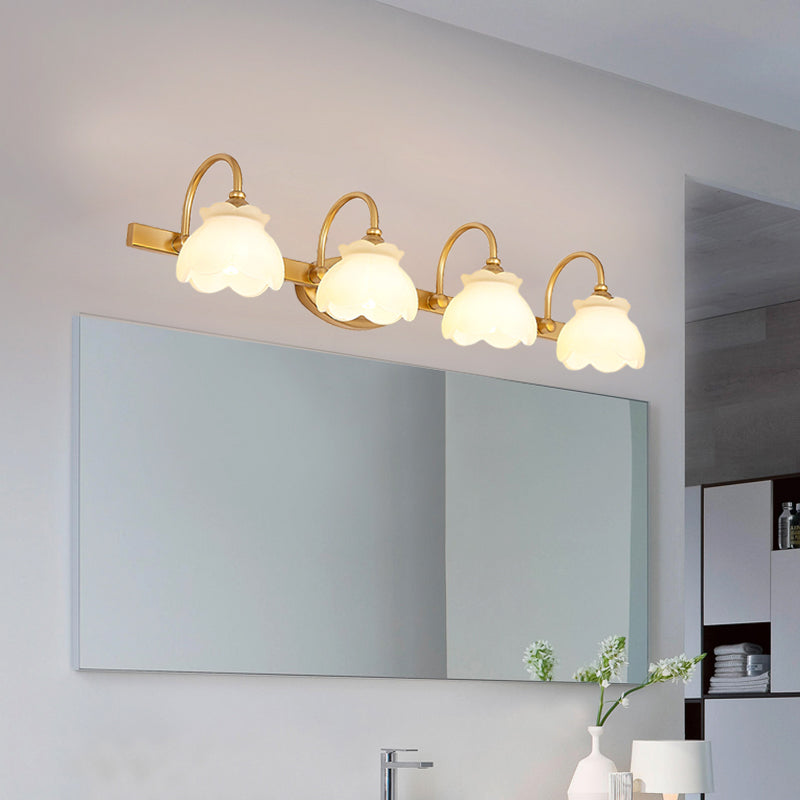 Blossom Bathroom Vanity Mirror Light Traditional Metal LED 2/3/4 Heads Brass Wall Lamp