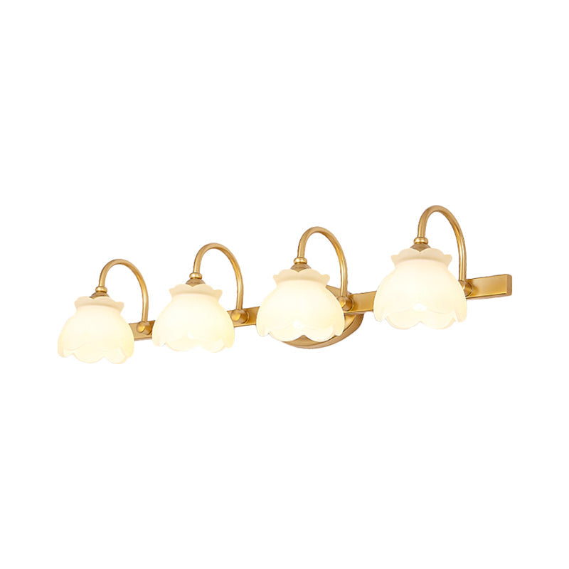 Blossom Bathroom Vanity Mirror Light Traditional Metal LED 2/3/4 Heads Brass Wall Lamp