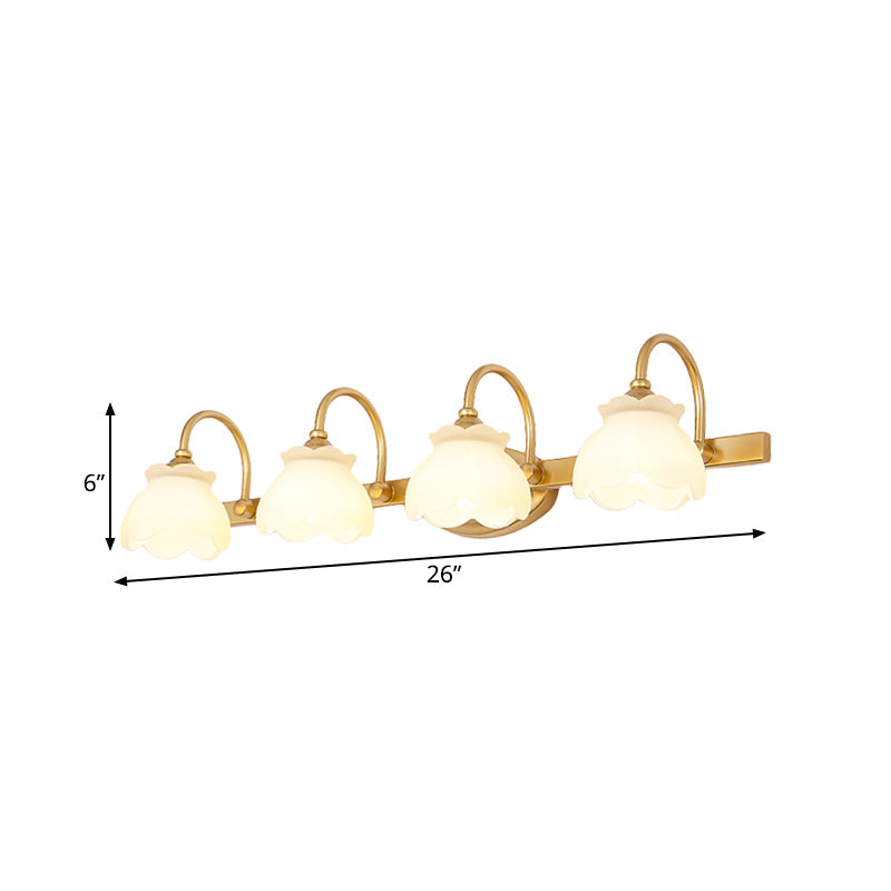 Blossom Bathroom Vanity Mirror Light Traditional Metal LED 2/3/4 Heads Brass Wall Lamp