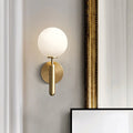 Milk Glass Ball Wall Lamp Modern 1 Head Brass Wall Mount Lighting Fixture with Metal Pencil Arm
