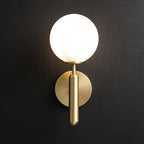 Milk Glass Ball Wall Lamp Modern 1 Head Brass Wall Mount Lighting Fixture with Metal Pencil Arm