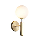 Milk Glass Ball Wall Lamp Modern 1 Head Brass Wall Mount Lighting Fixture with Metal Pencil Arm