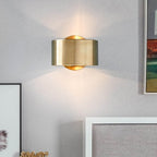 Drum Wall-Mounted Lamp Minimalist Metal 1 Head Living Room Lighting Element in Gold