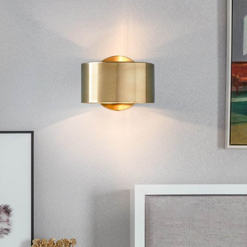 Drum Wall-Mounted Lamp Minimalist Metal 1 Head Living Room Lighting Element in Gold