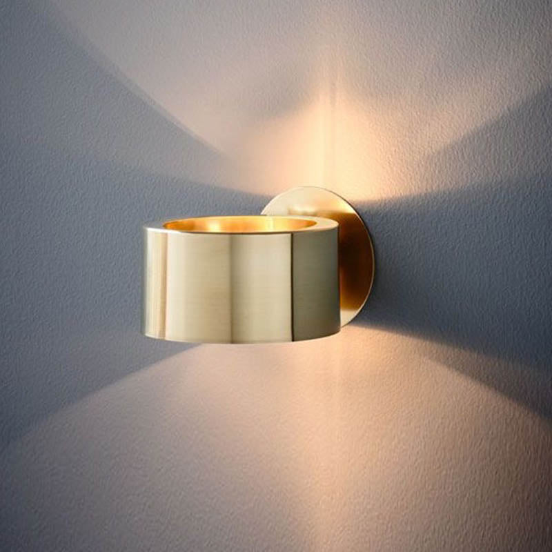 Drum Wall-Mounted Lamp Minimalist Metal 1 Head Living Room Lighting Element in Gold