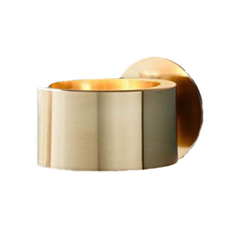 Drum Wall-Mounted Lamp Minimalist Metal 1 Head Living Room Lighting Element in Gold
