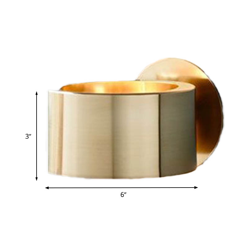 Drum Wall-Mounted Lamp Minimalist Metal 1 Head Living Room Lighting Element in Gold